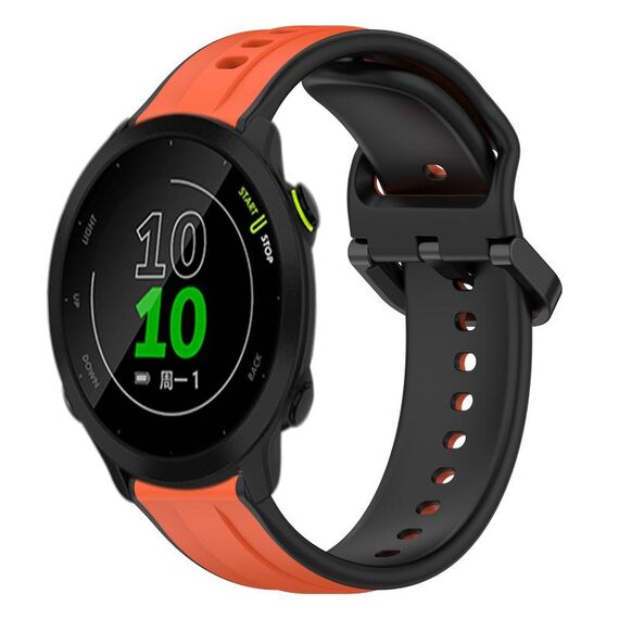 Per Garmin Forerunner 158 20mm Convex Loop Cinturino in silicone bicolore (arancione + nero)