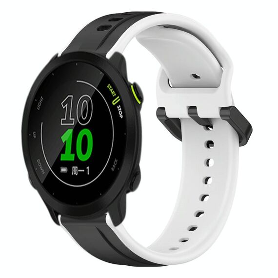 Per Garmin Forerunner 158 20mm Convex Loop Cinturino in silicone bicolore (nero + bianco)