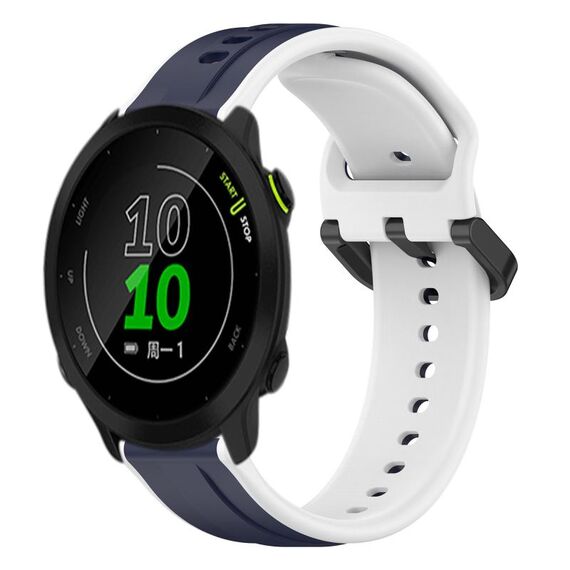 Per Garmin Forerunner 158 cinturino convesso da 20 mm in silicone bicolore (blu notte + bianco)