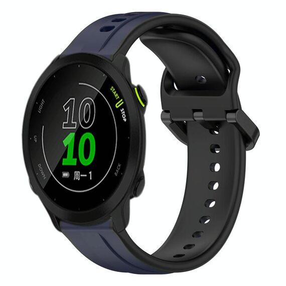 Per Garmin Forerunner 158 20mm Convex Loop Cinturino in silicone bicolore (blu notte + nero)