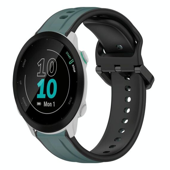 Per Garmin Forerunner 55 20mm Convex Loop Cinturino in silicone bicolore (verde oliva + nero)