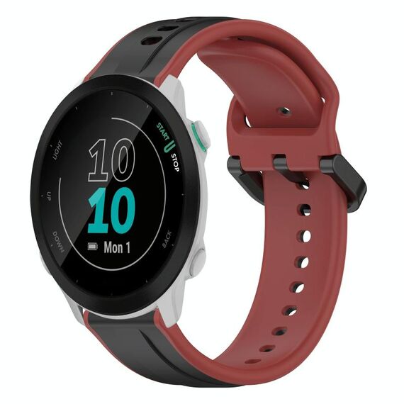 Per Garmin Forerunner 55 20mm Convex Loop Cinturino in silicone bicolore (nero + rosso)