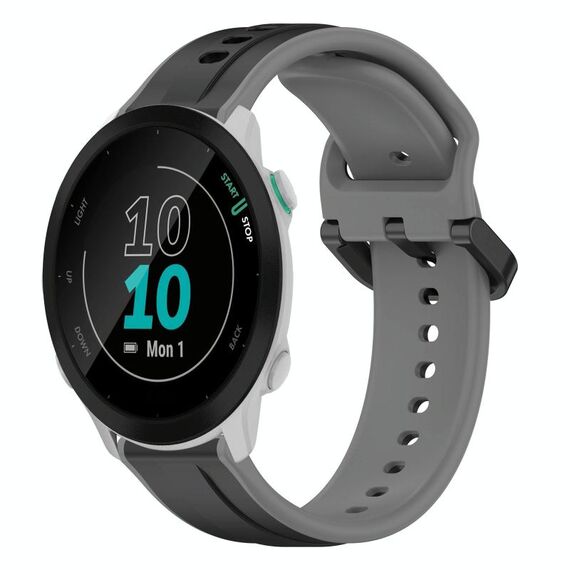 Per Garmin Forerunner 55 20mm Convex Loop Cinturino in silicone bicolore (nero + grigio)
