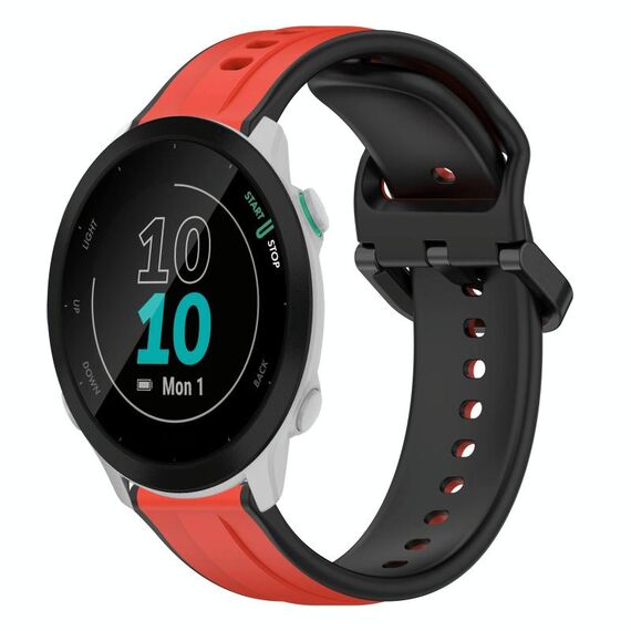 Per Garmin Forerunner 55 20mm Convex Loop Cinturino in silicone bicolore (rosso + nero)