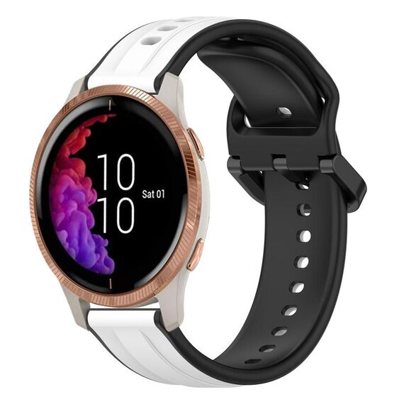 Per Garmin Venu 20mm Convex Loop cinturino in silicone bicolore (bianco + nero)