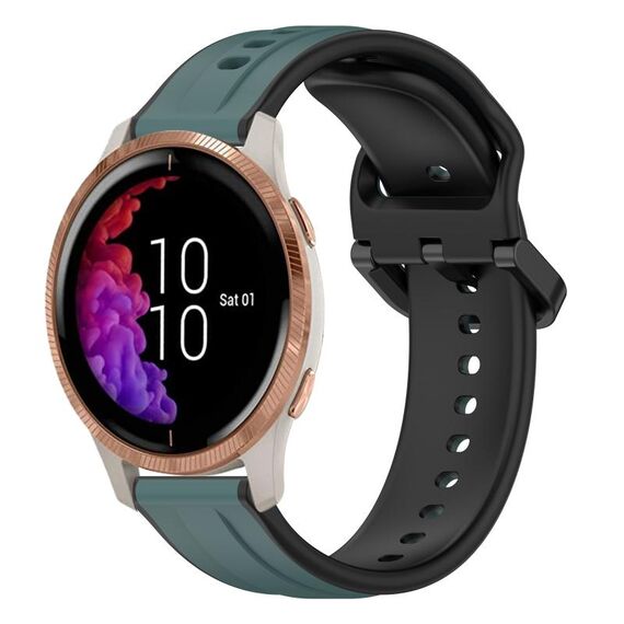 Per Garmin Venu 20mm Convex Loop cinturino in silicone bicolore (verde oliva + nero)