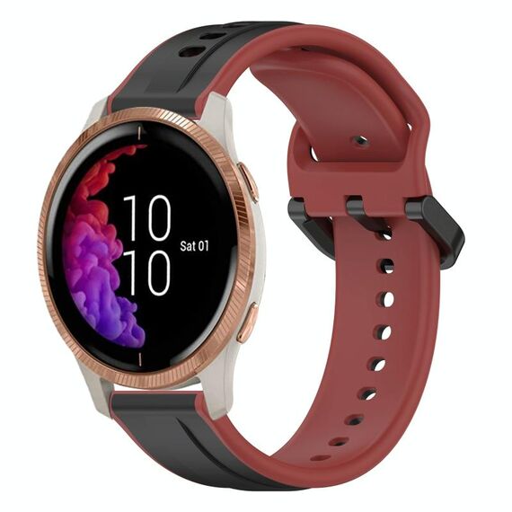 Per Garmin Venu 20mm Convex Loop cinturino in silicone bicolore (nero + rosso)