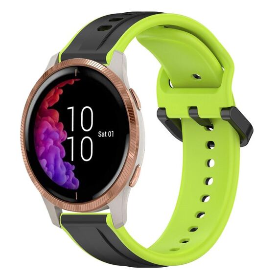 Per Garmin Venu 20mm Convex Loop cinturino in silicone bicolore (nero + lime)