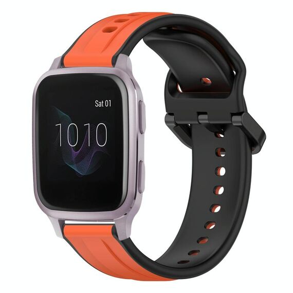 Per Garmin Venu SQ 20mm Convex Loop cinturino in silicone bicolore (arancione + nero)