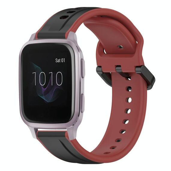 Per Garmin Venu SQ 20mm Convex Loop Cinturino in silicone bicolore (nero + rosso)