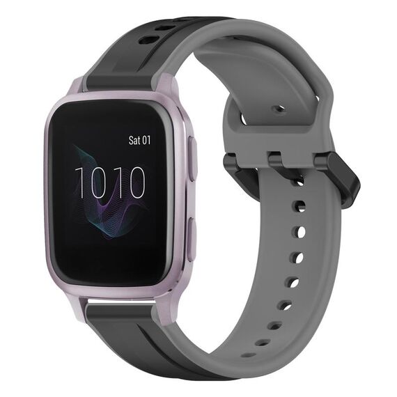 Per Garmin Venu SQ 20mm Convex Loop Cinturino in silicone bicolore (nero + grigio)
