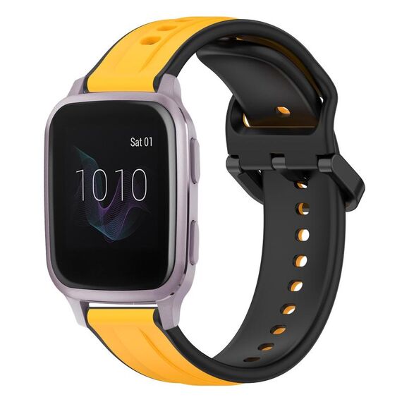 Per Garmin Venu SQ 20mm Convex Loop Cinturino in silicone bicolore (giallo + nero)