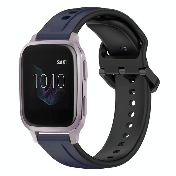 Per Garmin Venu SQ 20mm Convex Loop cinturino in silicone bicolore (blu notte + nero)