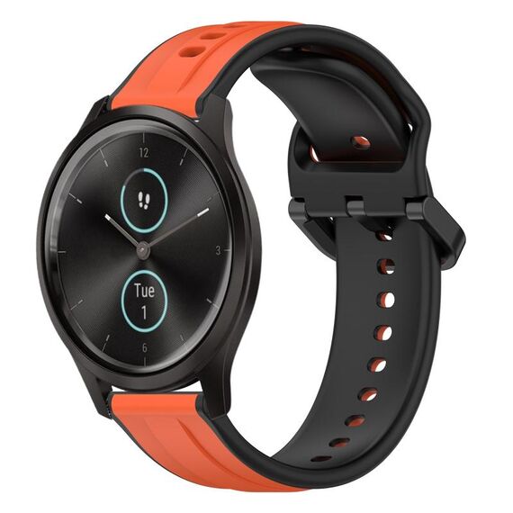 Per Garmin VivoMove Style 20mm Convex Loop Cinturino in silicone bicolore (arancione + nero)