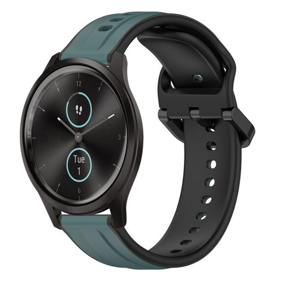 Per Garmin VivoMove Style 20mm Convex Loop Cinturino in silicone bicolore (verde oliva + nero)