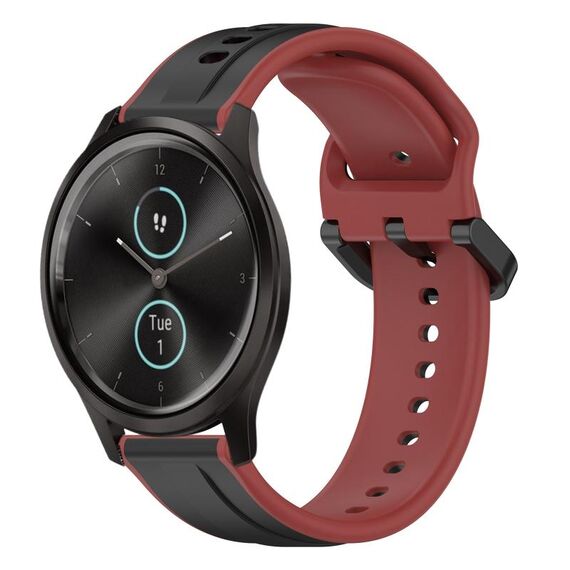 Per Garmin VivoMove Style 20mm Convex Loop Cinturino in silicone bicolore (nero + rosso)