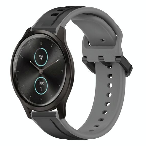 Per Garmin VivoMove Style 20mm Convex Loop Cinturino in silicone bicolore (nero + grigio)