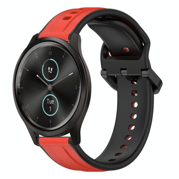 Per Garmin VivoMove Style 20mm Convex Loop Cinturino in silicone bicolore (rosso + nero)