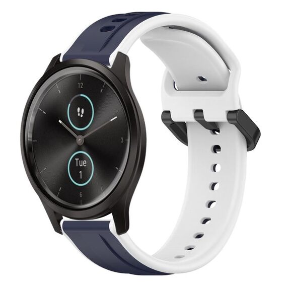 Per Garmin VivoMove Style 20mm Convex Loop Cinturino in silicone bicolore (blu notte + bianco)