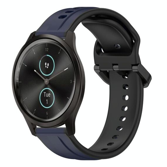 Per Garmin VivoMove Style 20mm Convex Loop Cinturino in silicone bicolore (blu notte + nero)