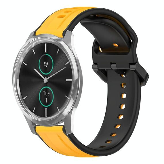 Per Garmin VivoMove Luxe 20mm Convex Loop Cinturino in silicone bicolore (giallo + nero)