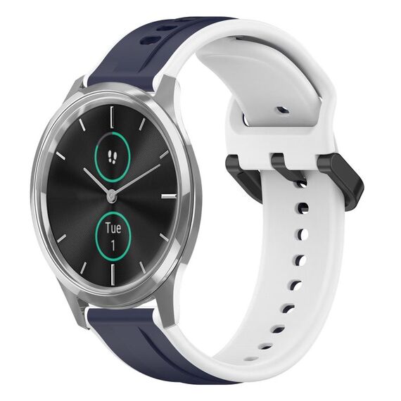 Per Garmin VivoMove Luxe 20mm Convex Loop Cinturino in silicone bicolore (blu notte + bianco)