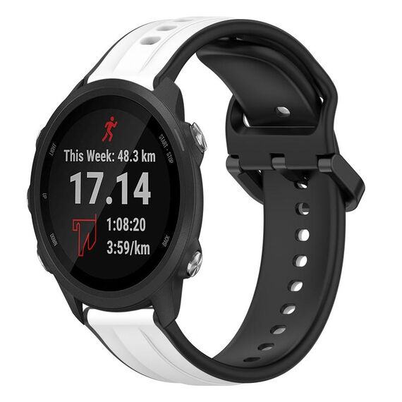 Per Garmin Forerunner 245 20mm Convex Loop Cinturino in silicone bicolore (bianco + nero)