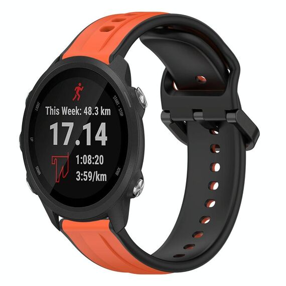 Per Garmin Forerunner 245 20mm Convex Loop Cinturino in silicone bicolore (arancione + nero)