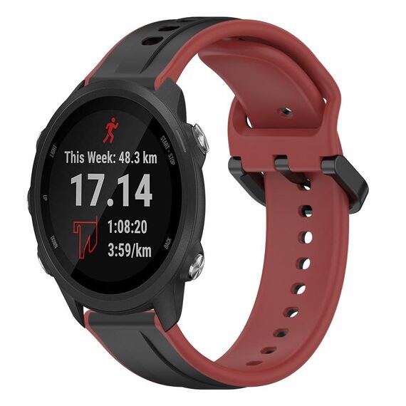 Per Garmin Forerunner 245 20mm Convex Loop Cinturino in silicone bicolore (nero + rosso)