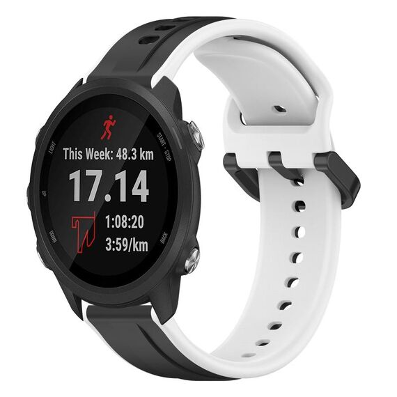 Per Garmin Forerunner 245 20mm Convex Loop Cinturino in silicone bicolore (nero + bianco)