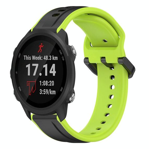Per Garmin Forerunner 245 20mm Convex Loop Cinturino in silicone bicolore (nero + lime)