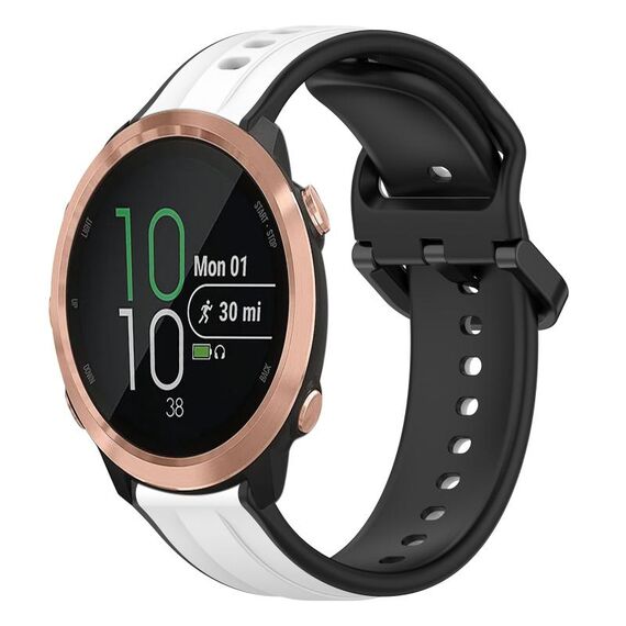 Per Garmin Forerunner 645 Cinturino in silicone bicolore con anello convesso da 20 mm (bianco + nero)