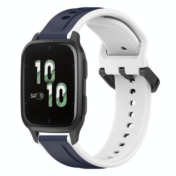 Per Garmin Forerunner Sq2 20mm Convex Loop Cinturino in silicone bicolore (blu notte + bianco)