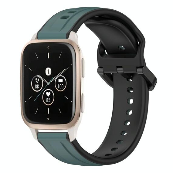 Per Garmin Forerunner Sq2 Music 20mm Convex Loop Cinturino in silicone bicolore (verde oliva + nero)