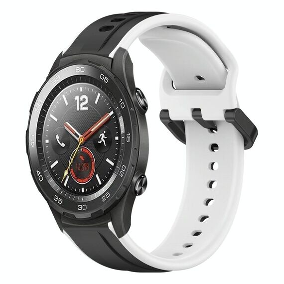 Per Huawei Watch 2 Cinturino in silicone bicolore con anello convesso da 20 mm (nero + bianco)