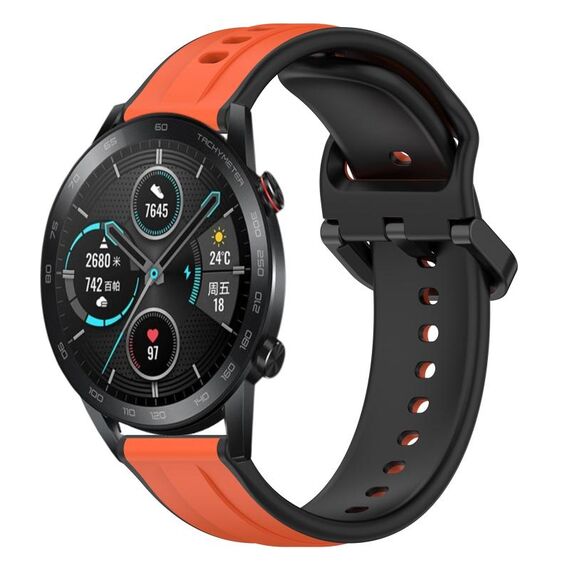 Per Honor MagicWatch2 42mm 20mm Convex Loop Cinturino in silicone bicolore (arancione + nero)