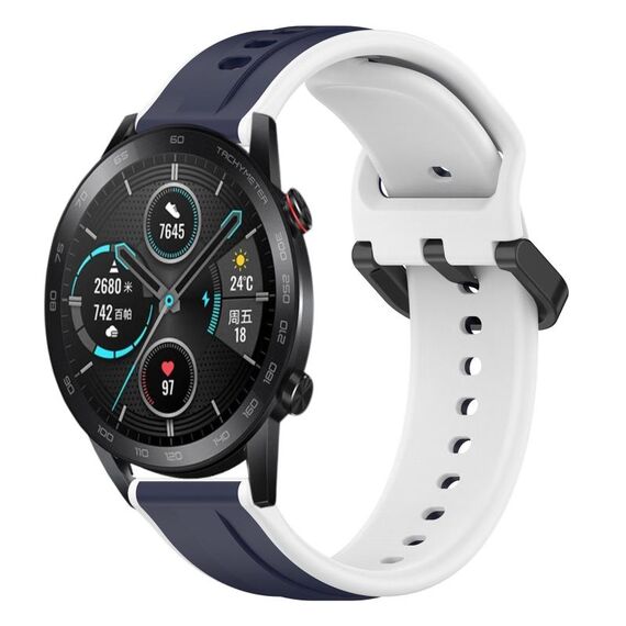 Per Honor MagicWatch2 42mm 20mm Convex Loop Cinturino in silicone bicolore (blu notte + bianco)