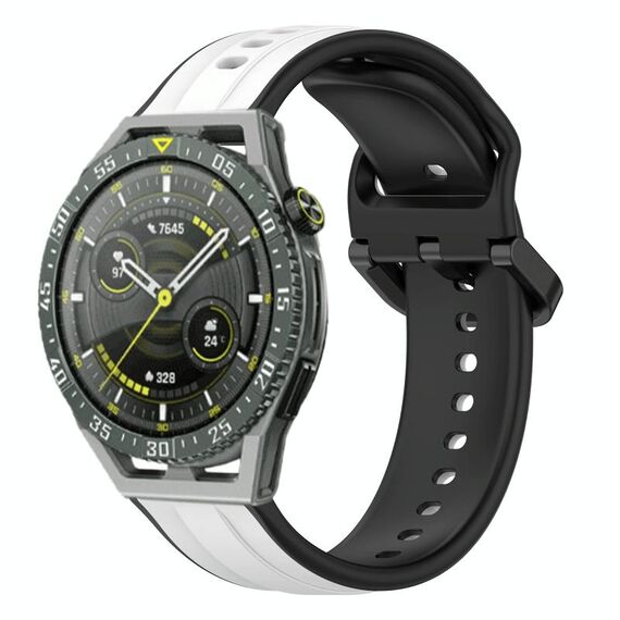 Per Huawei Watch GT3 SE 22mm Convex Loop Cinturino in silicone bicolore (bianco + nero)