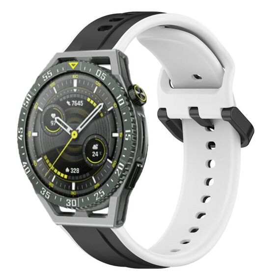 Per Huawei Watch GT3 SE 22mm Convex Loop Cinturino in silicone bicolore (nero + bianco)