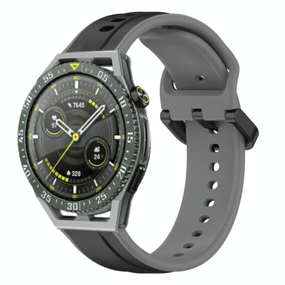 Per Huawei Watch GT3 SE 22mm Convex Loop Cinturino in silicone bicolore (nero + grigio)