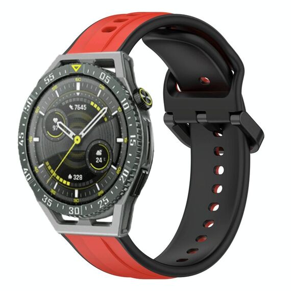 Per Huawei Watch GT3 SE 22mm Convex Loop Cinturino in silicone bicolore (rosso + nero)