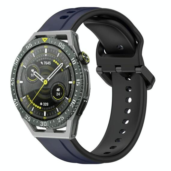 Per Huawei Watch GT3 SE 22mm Convex Loop Cinturino in silicone bicolore (blu notte + nero)