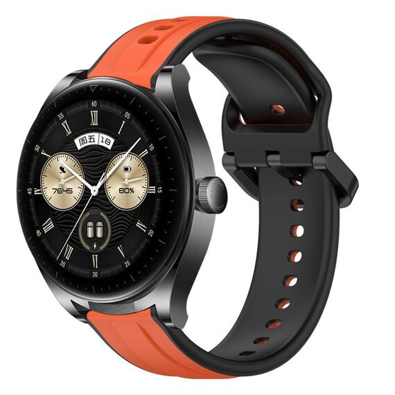 Per Huawei Watch Buds 22mm Convex Loop Cinturino in silicone bicolore (arancione + nero)