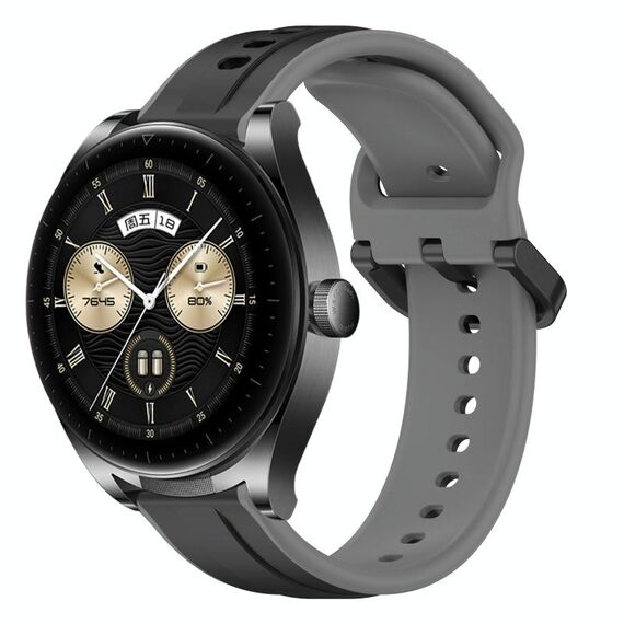 Per Huawei Watch Buds 22mm Convex Loop Cinturino in silicone bicolore (nero + grigio)