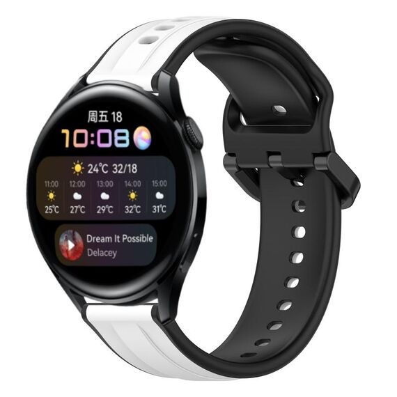 Per Huawei Watch 3 22mm Convex Loop Cinturino in silicone bicolore (bianco + nero)