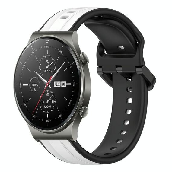 Per Huawei GT2 Pro 22mm Convex Loop Cinturino in silicone bicolore (bianco + nero)