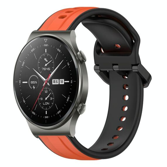 Per Huawei GT2 Pro 22mm Convex Loop Cinturino in silicone bicolore (arancione + nero)