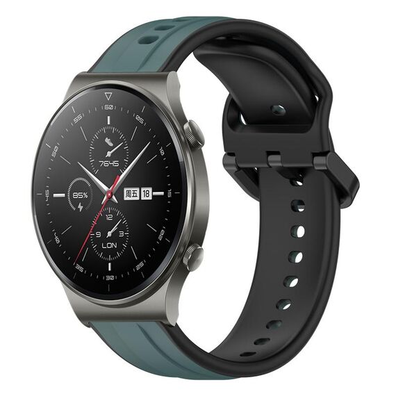 Per Huawei GT2 Pro 22mm Convex Loop Cinturino in silicone bicolore (verde oliva + nero)