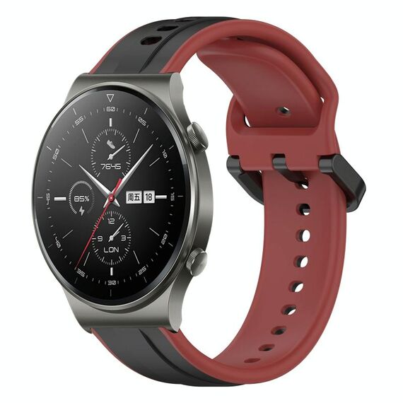 Per Huawei GT2 Pro 22mm Convex Loop Cinturino in silicone bicolore (nero + rosso)