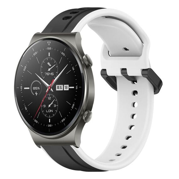 Per Huawei GT2 Pro 22mm Convex Loop Cinturino in silicone bicolore (nero + bianco)